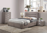 Caren: Storage Beds and Matching Units in Linen, Grey, and Mid Grey