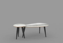 Coco: Elegant Living Room Furniture in White Ceramic and Walnut
