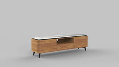 Coco: Elegant Living Room Furniture in White Ceramic and Walnut