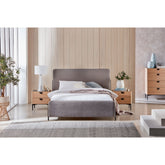 Shape Panel: King and Queen Size Fabric Beds with Black Metal Legs