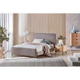 Shape Panel: King and Queen Size Fabric Beds with Black Metal Legs