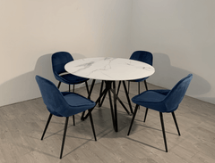 Tamari: Elegant Round Dining Settings with Velvet Chairs