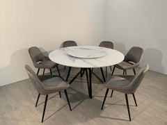 Tamari: Elegant Round Dining Settings with Velvet Chairs