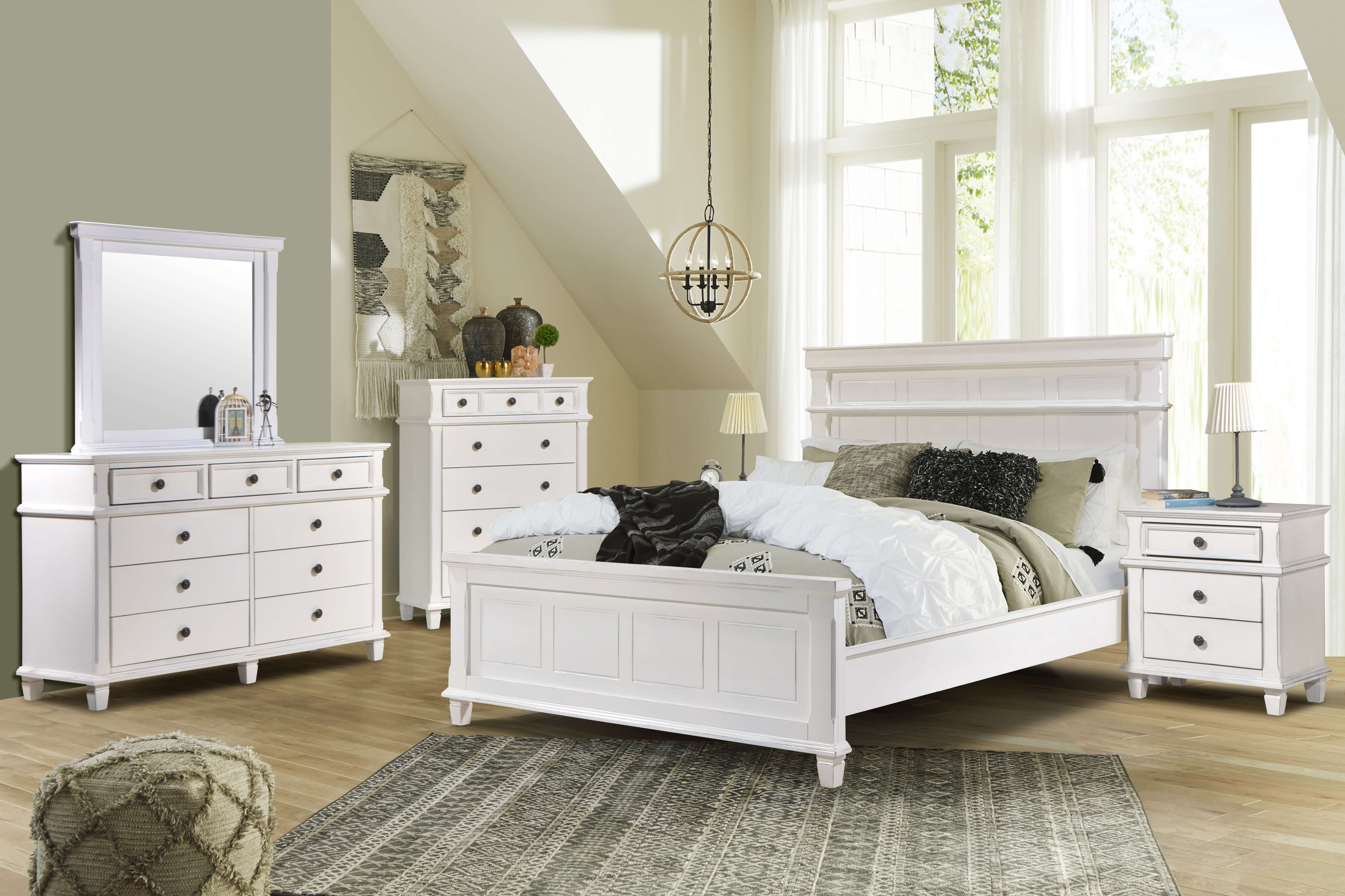 Bay Bedroom Suite: Comprehensive Collection in Stonewalk White