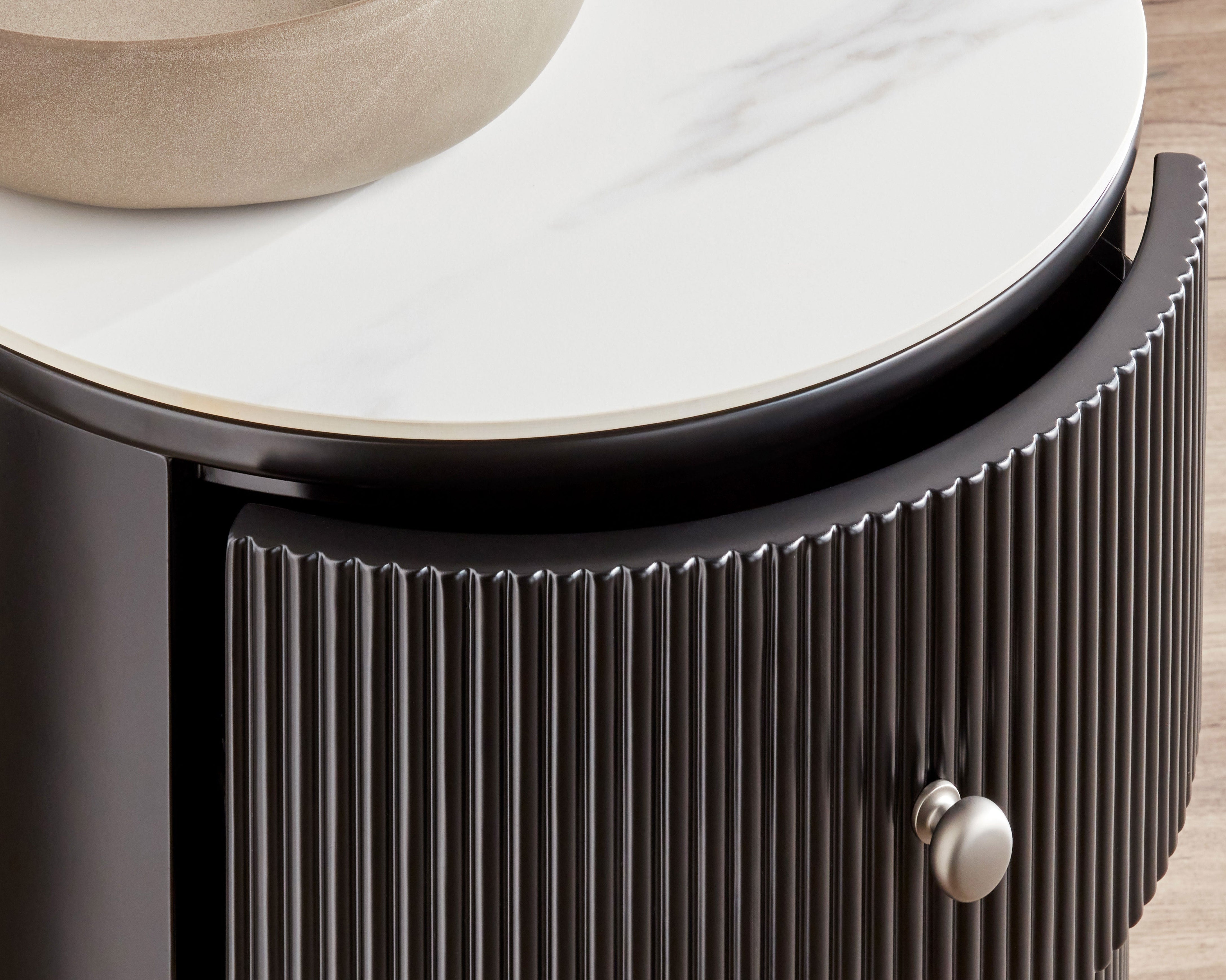 Coco Fluted Bedside in Black
