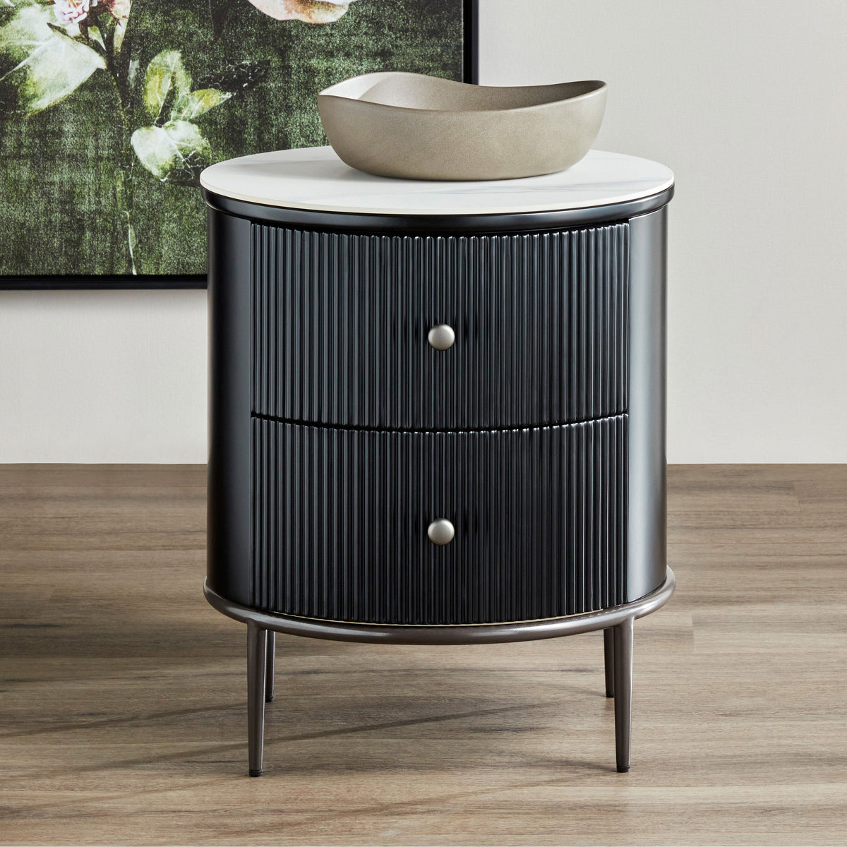Coco Fluted Bedside in Black