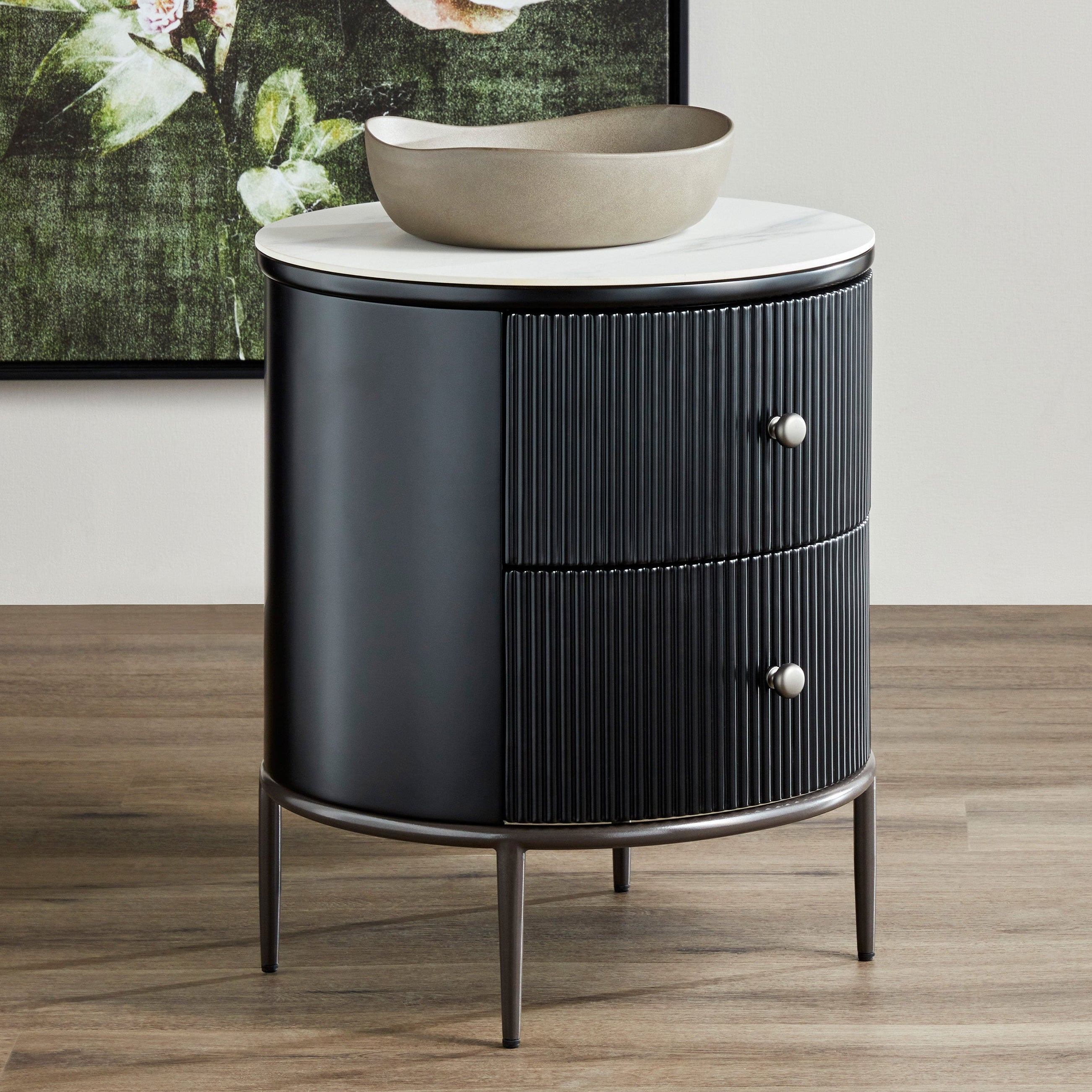 Coco Fluted Bedside in Black