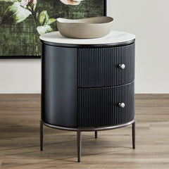 Coco Fluted Bedside in Black