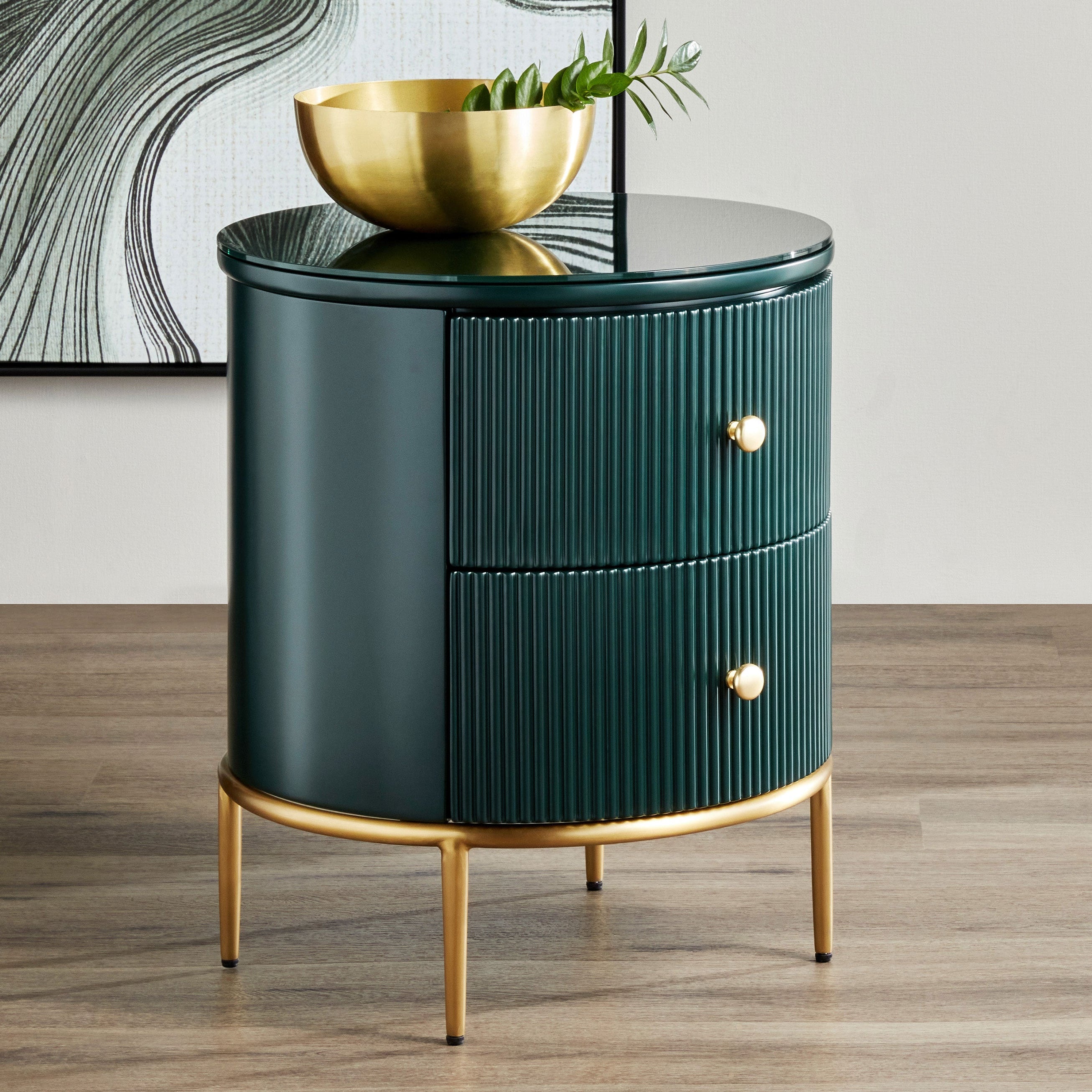 Coco Fluted Bedside in Green