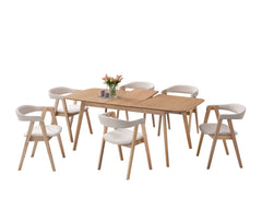 Cory: Versatile Dining Room Collection in Natural Oak Veneer & Beige Fabric
