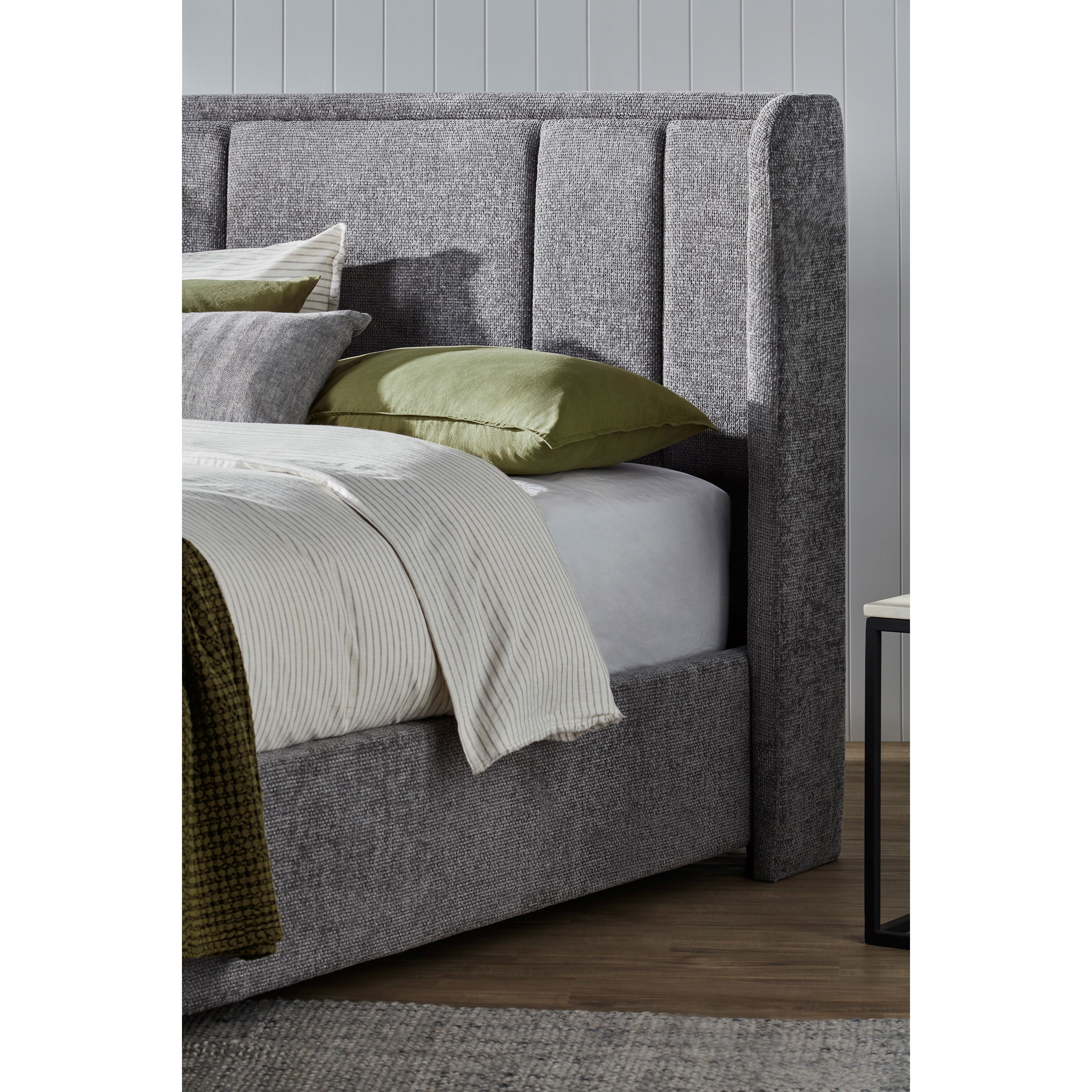 Crawford King Fabric Bed in Grey