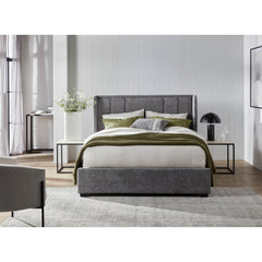 Crawford King Fabric Bed in Grey