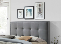 Halo Bedhead: Elegant Fabric Bedheads in Beige, Charcoal, and Mid Grey