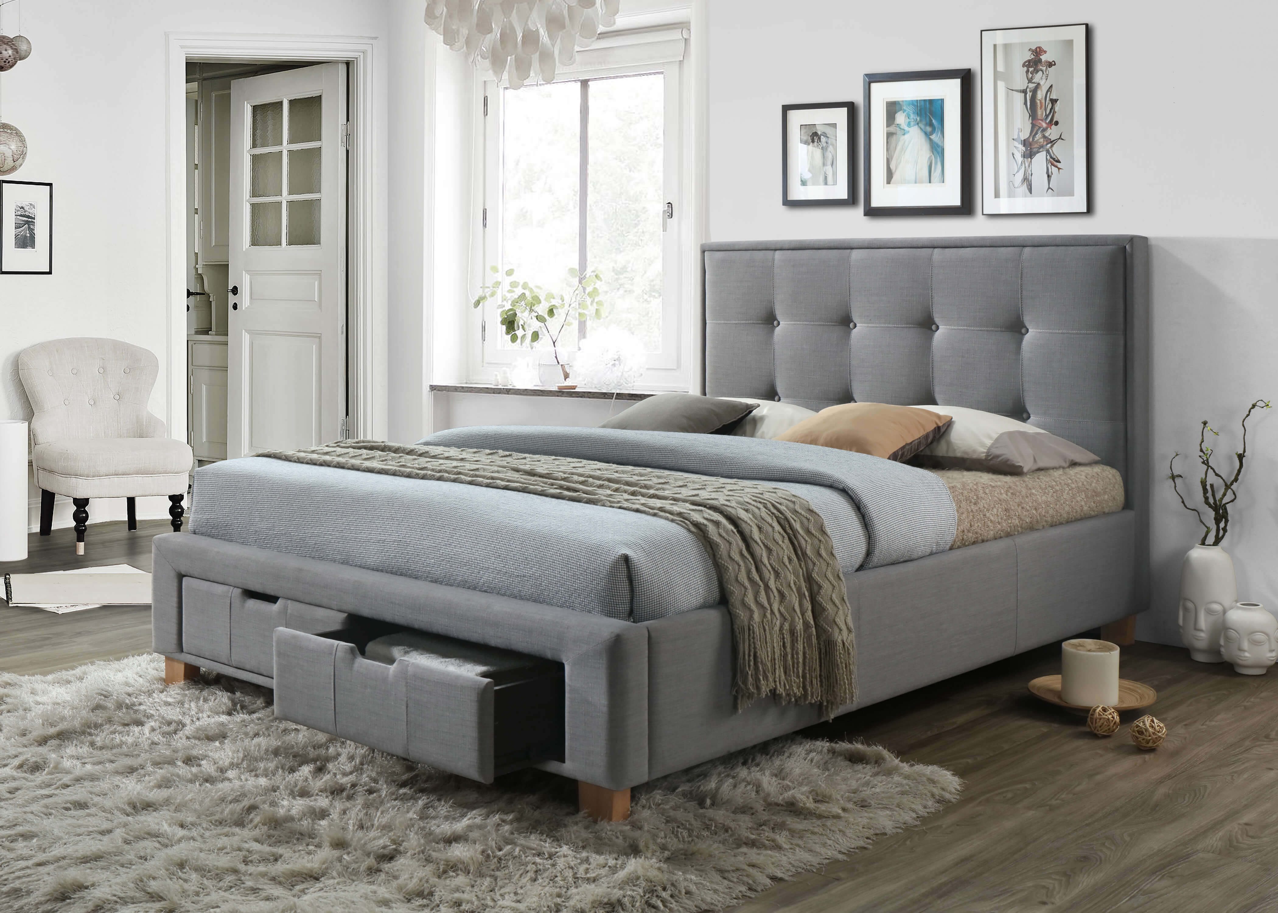 Halo Bed: Versatile Fabric Beds with Drawers
