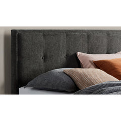 Halo Bedhead: Fabric Beds in  Beige, Charcoal, and Mid Grey