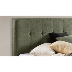 Halo Bedhead: Fabric Beds in  Beige, Charcoal, and Mid Grey