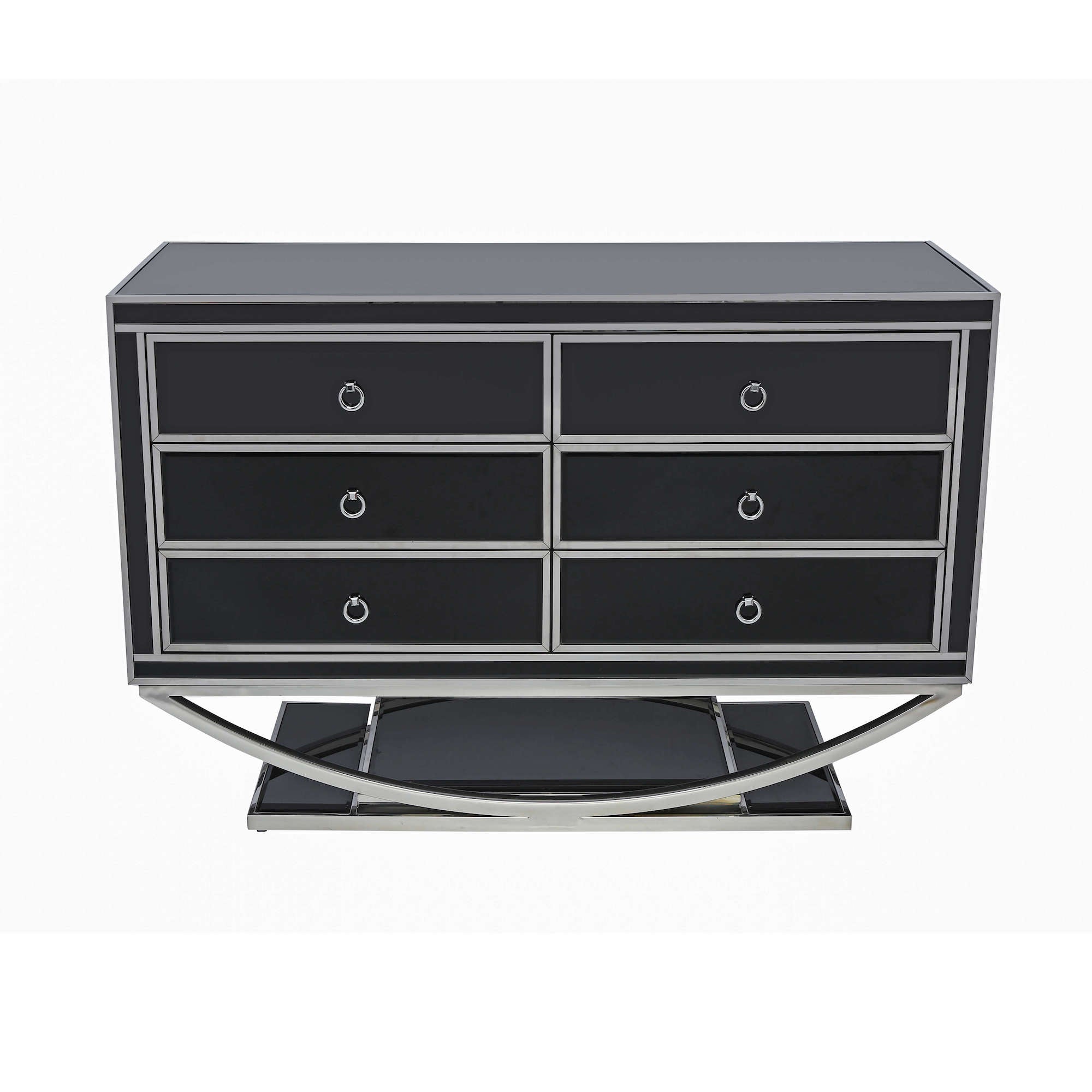 Hollywood: Elegant Dressing Table with Six Drawers and Glass Finish
