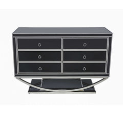 Hollywood: Elegant Dressing Table with Six Drawers and Glass Finish