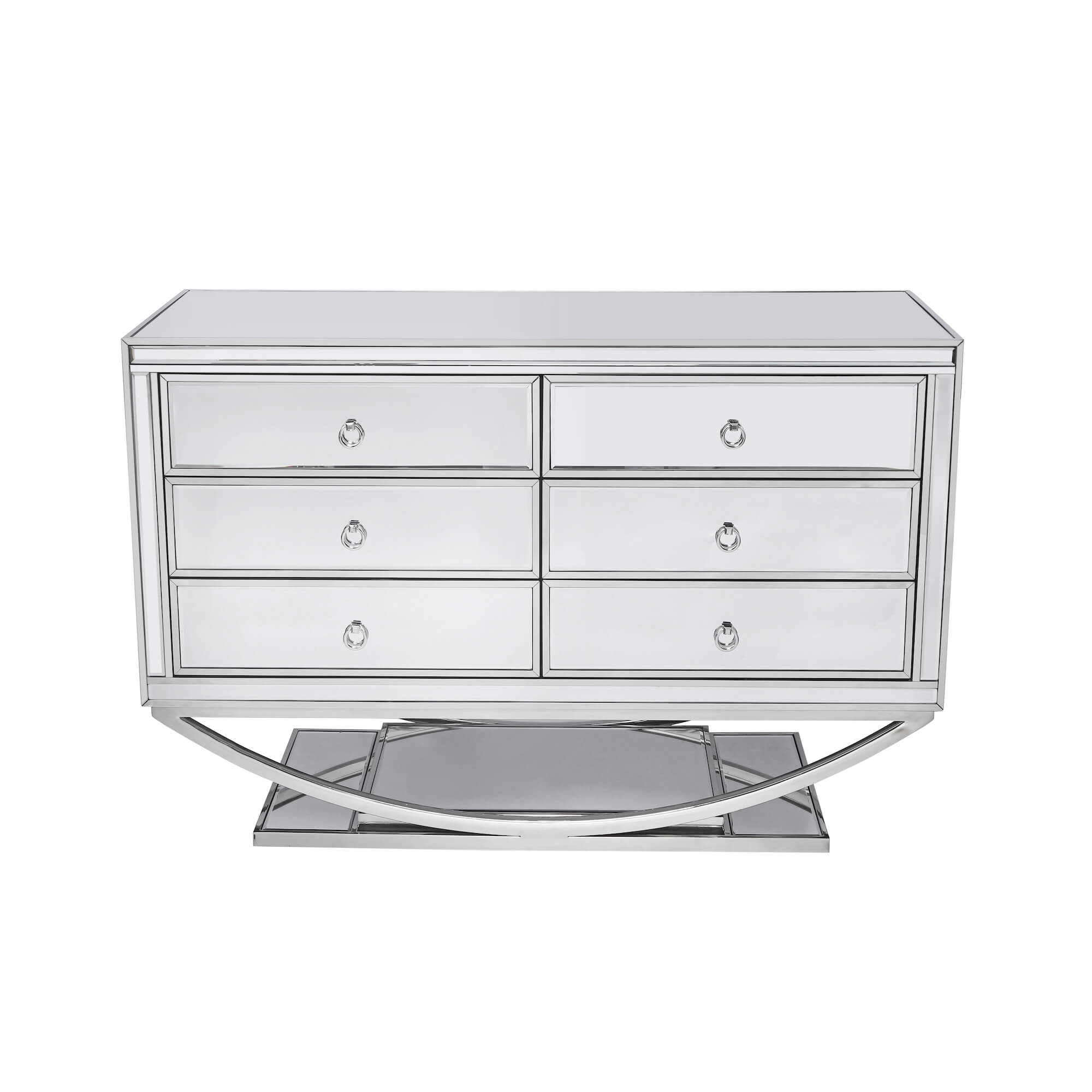 Hollywood: Elegant Dressing Table with Six Drawers and Glass Finish