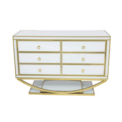 Hollywood: Elegant Dressing Table with Six Drawers and Glass Finish