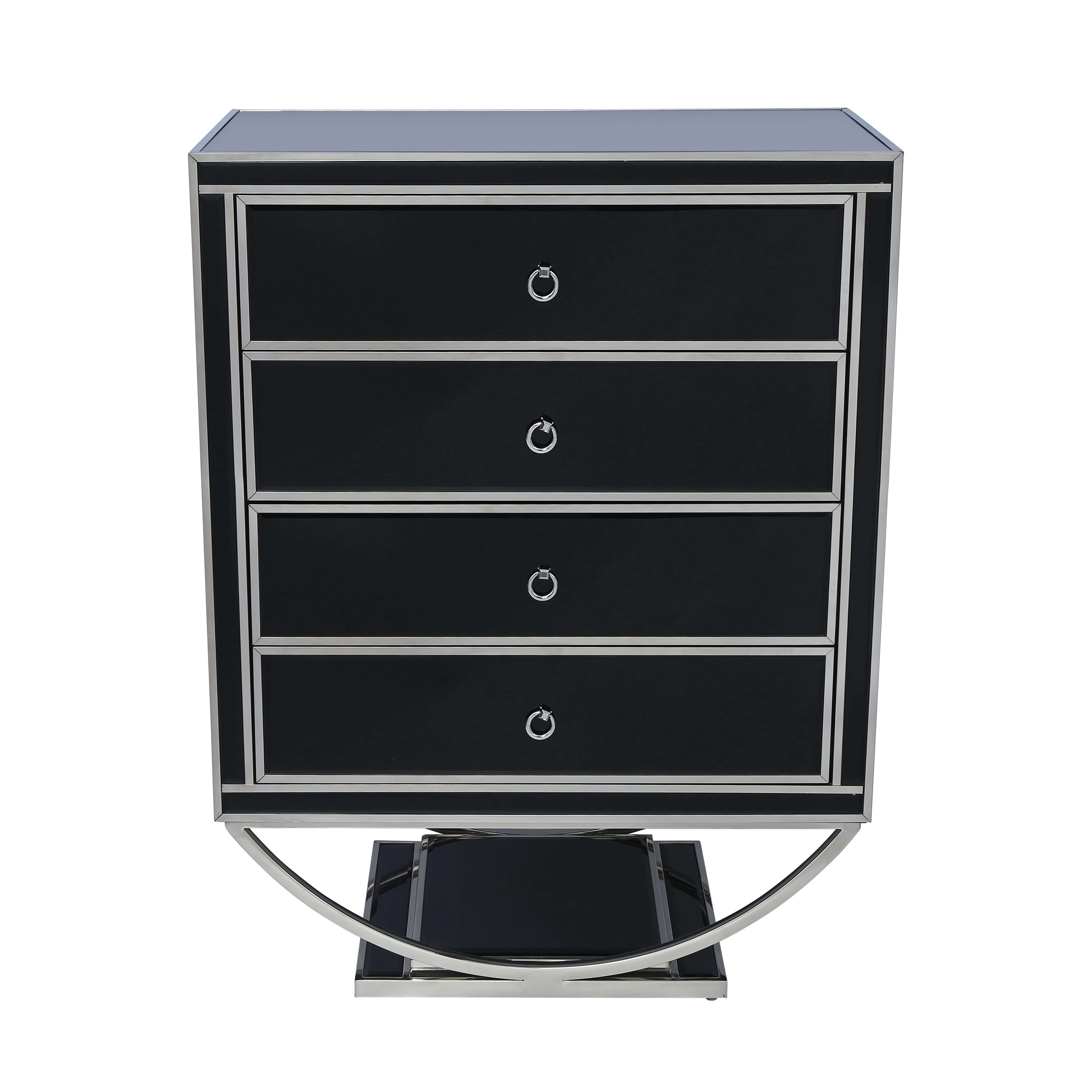 Hollywood: Sophisticated High Chest with Four Drawers and Glass Finish