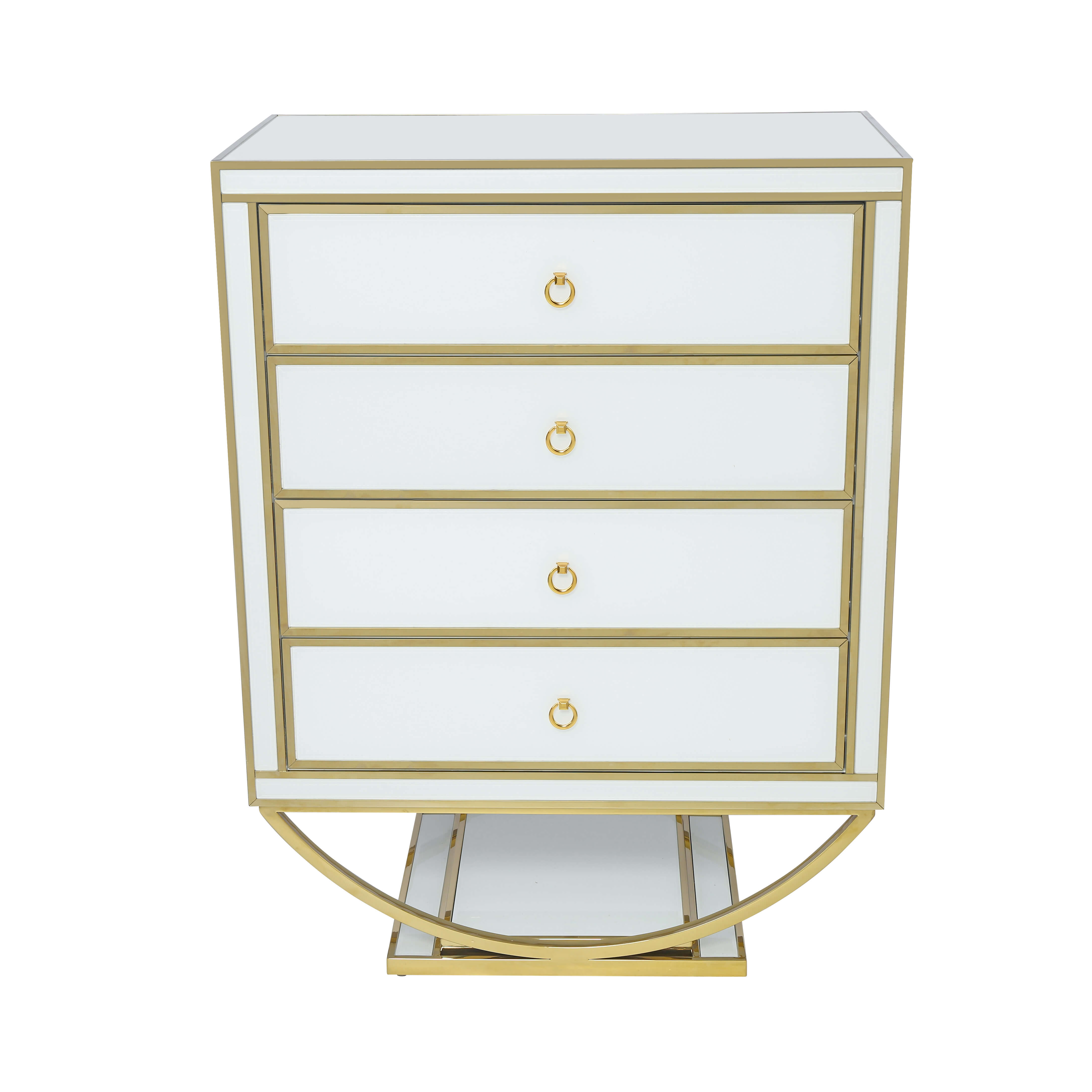 Hollywood: Sophisticated High Chest with Four Drawers and Glass Finish