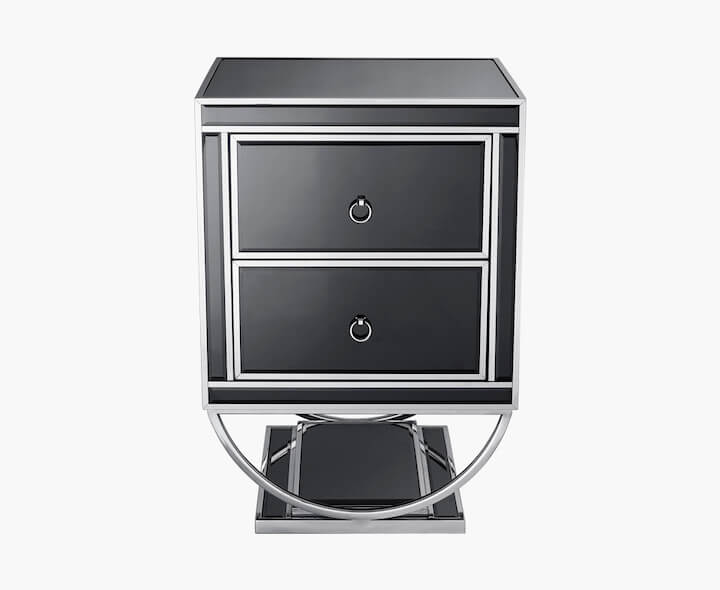 Hollywood Small: Elegant Small Bedside Tables with Glass and Metal