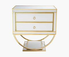 Hollywood Large: Glamorous Large Bedside Tables with Glass and Metal