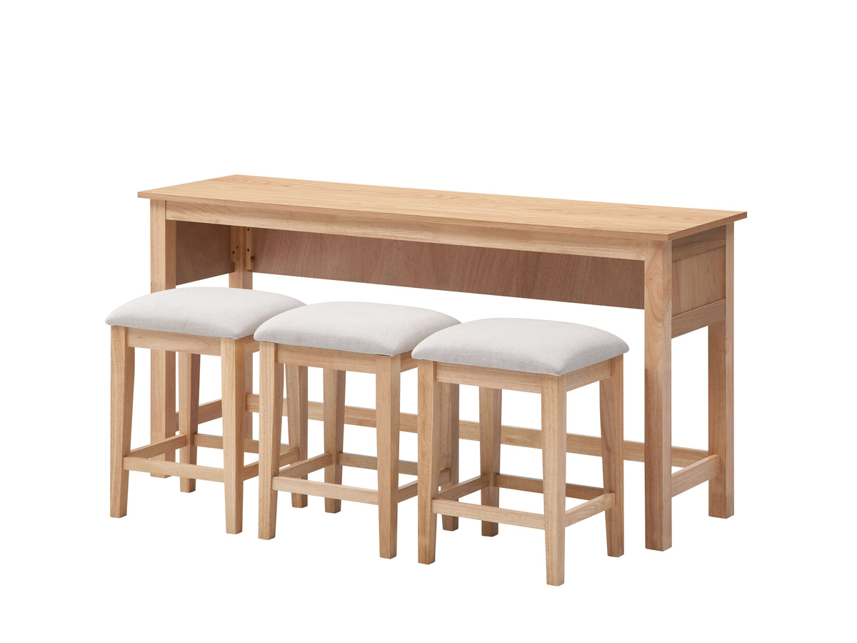 Loft: 4-Piece High Counter Dining Setting in Oak with Beige Fabric