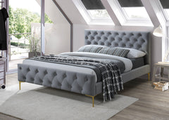 Pia: Fully Upholstered Velvet Beds in Grey and Pink