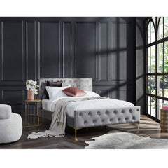 Pia: Fully Upholstered Velvet Beds in Grey and Pink