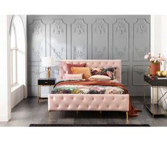 Pia: Fully Upholstered Velvet Beds in Grey and Pink