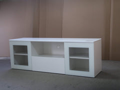 Roma TV Unit: Elegant Entertainment Storage with Clear Glass Top and Door