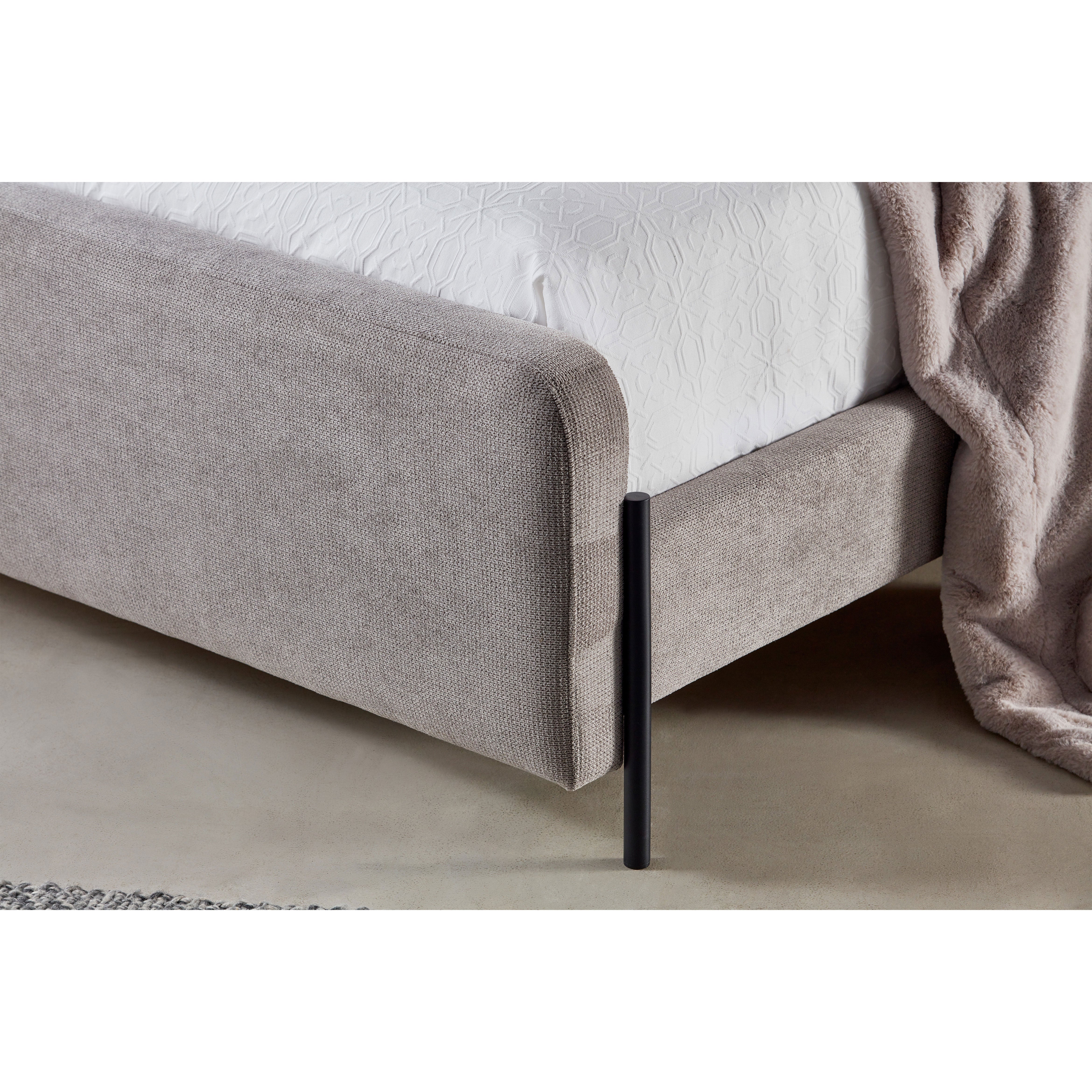 Shape Panel: King and Queen Size Fabric Beds with Black Metal Legs