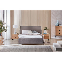 Shape Panel: King and Queen Size Fabric Beds with Black Metal Legs